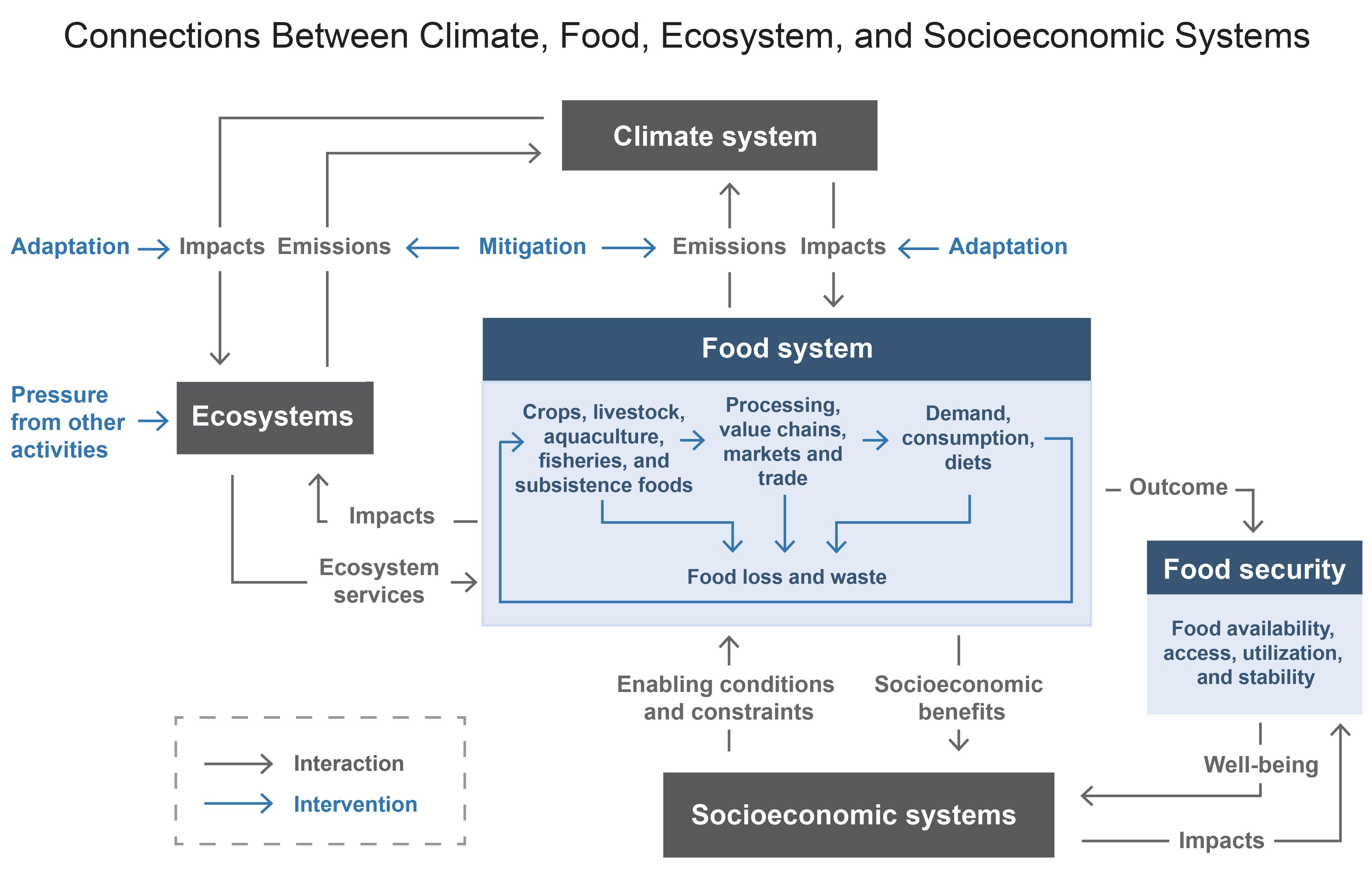 Connections Between Climate, Food, Ecosystem, and Socioeconomic Systems