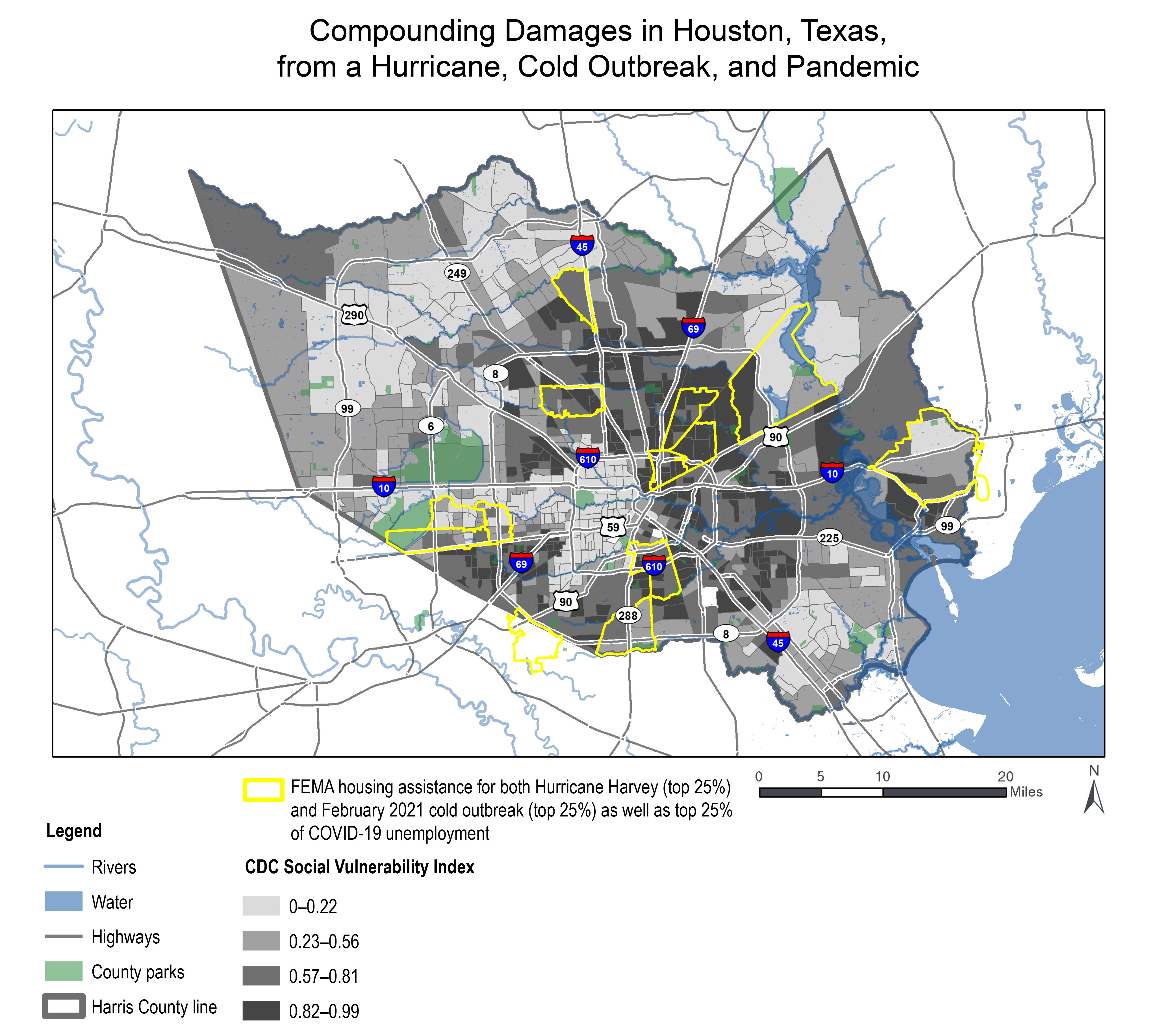 Compounding Damages in Houston, Texas, from a Hurricane, Cold Outbreak, and Pandemic