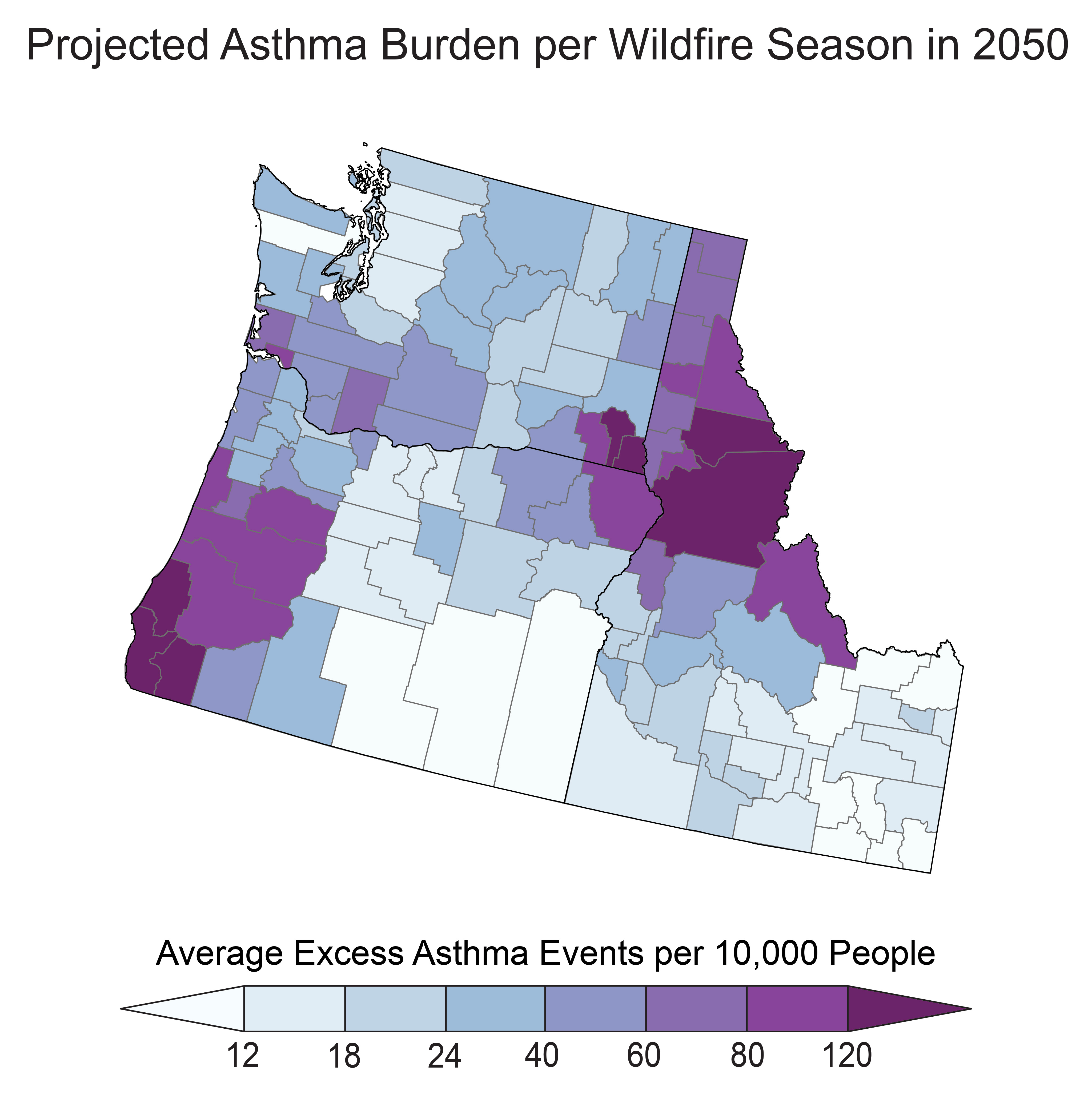 Projected Asthma Burden per Wildfire Season in 2050