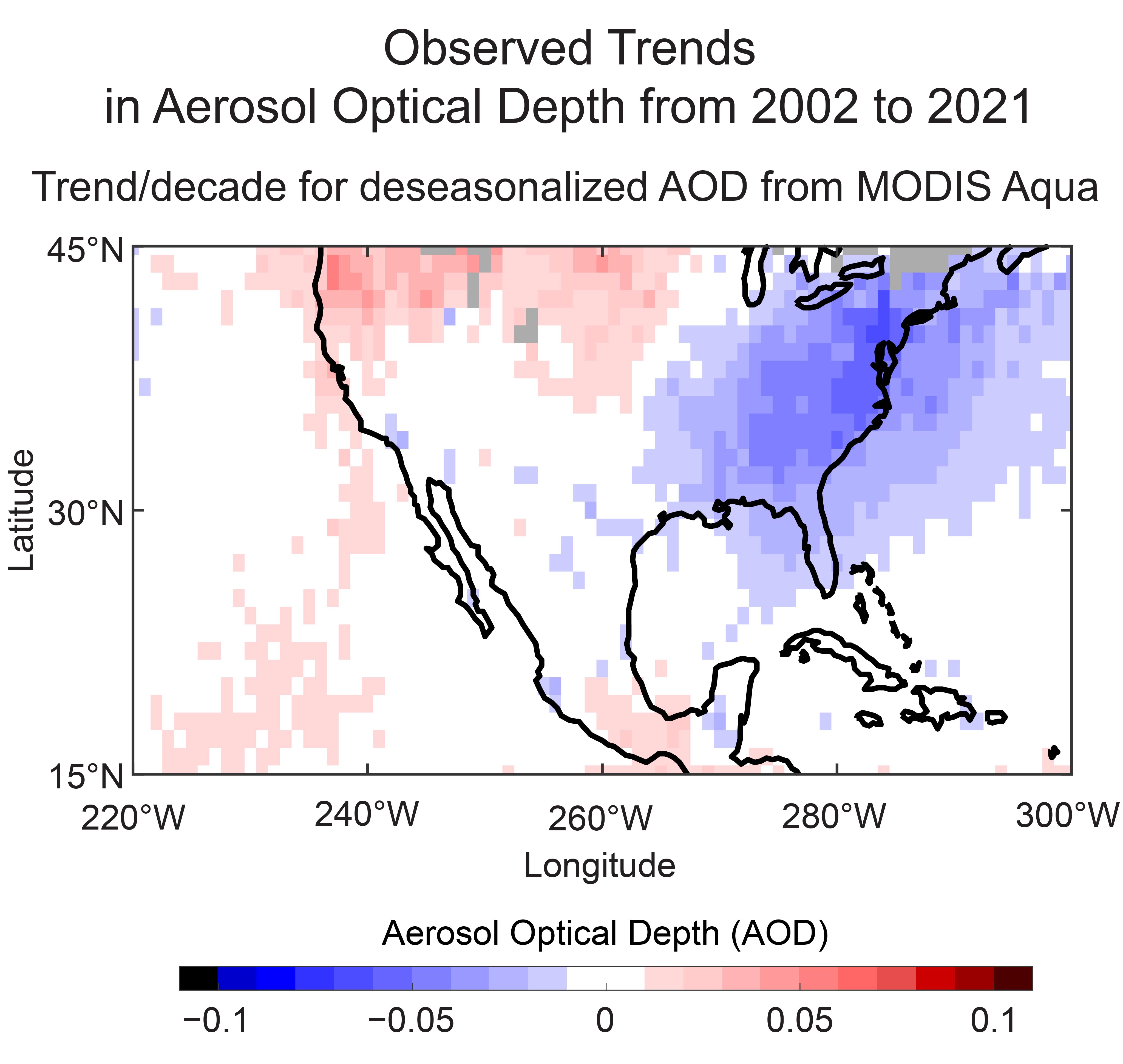 Observed Trends in Aerosol Optical Depth from 2002 to 2021