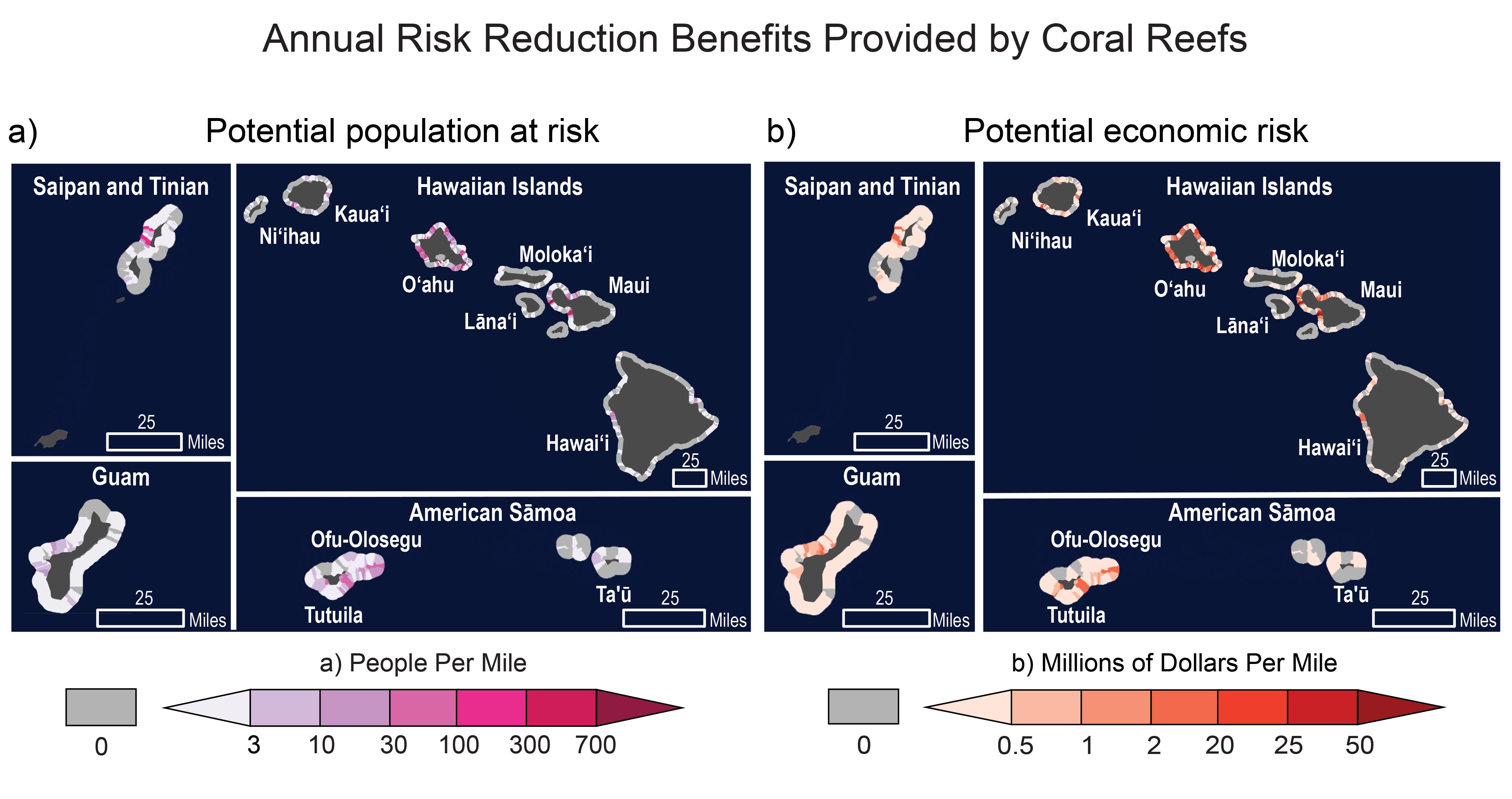Annual Risk Reduction Benefits Provided by Coral Reefs