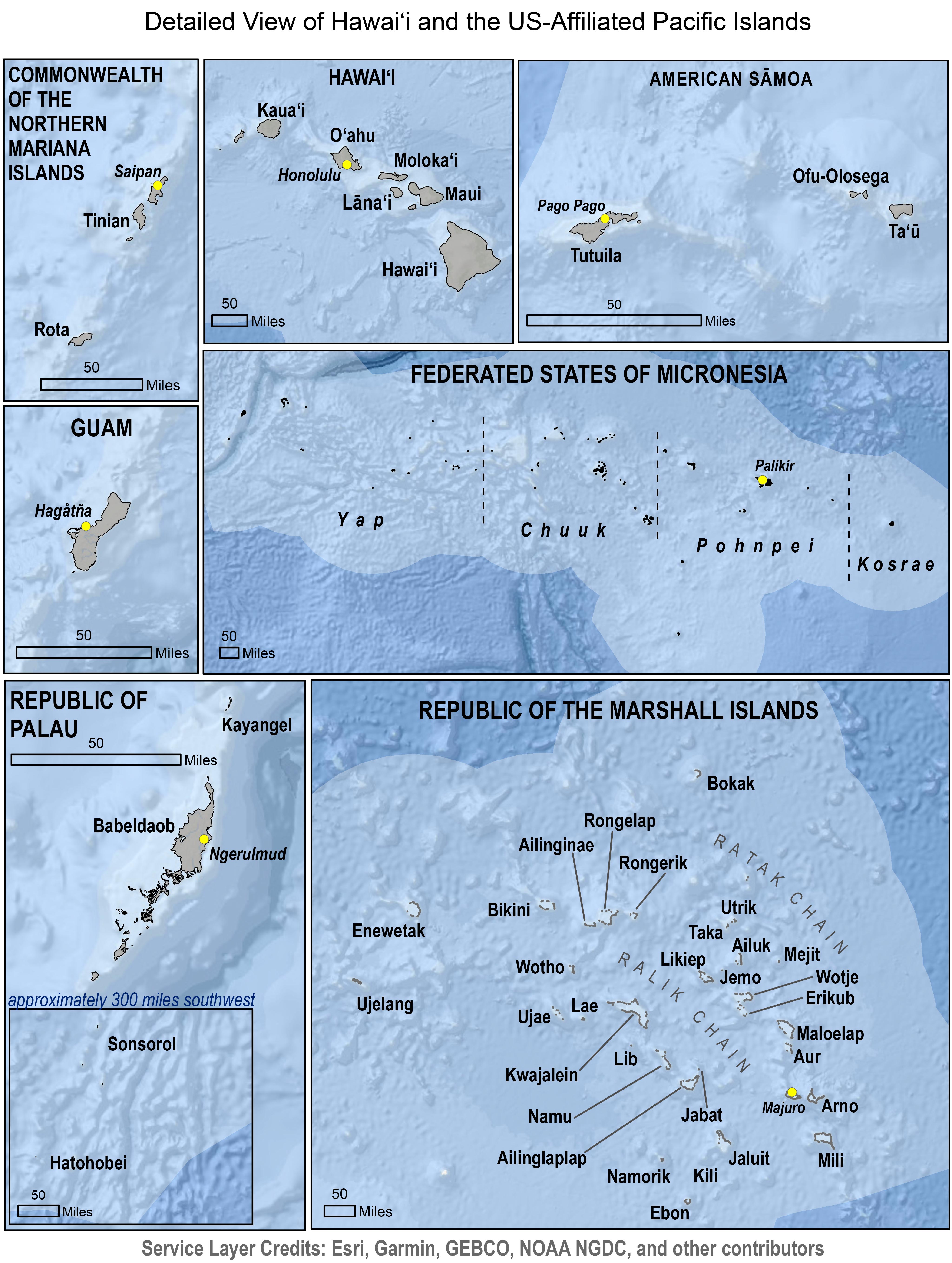 Detailed View of Hawaiʻi and the US-Affiliated Pacific Islands